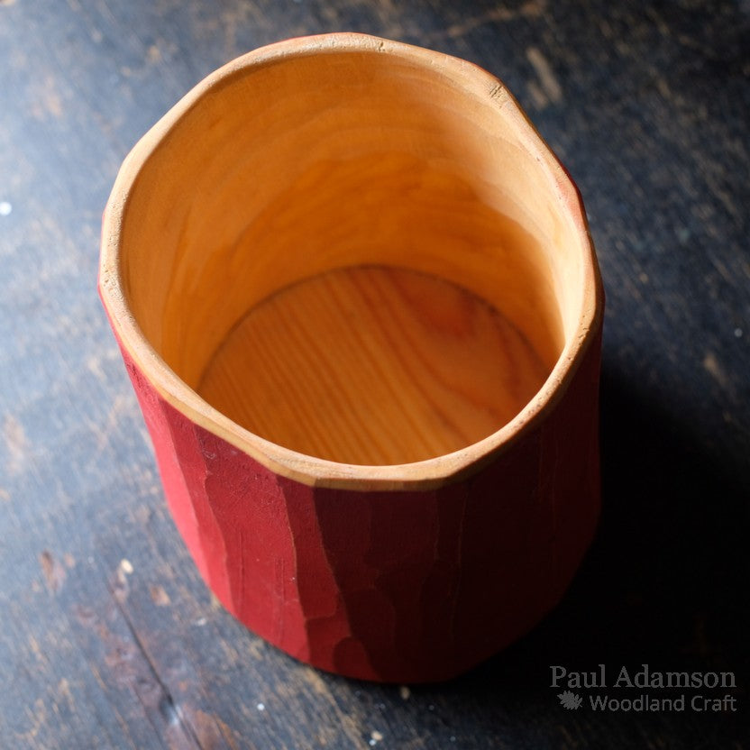 Shrink pot container - Red milk paint