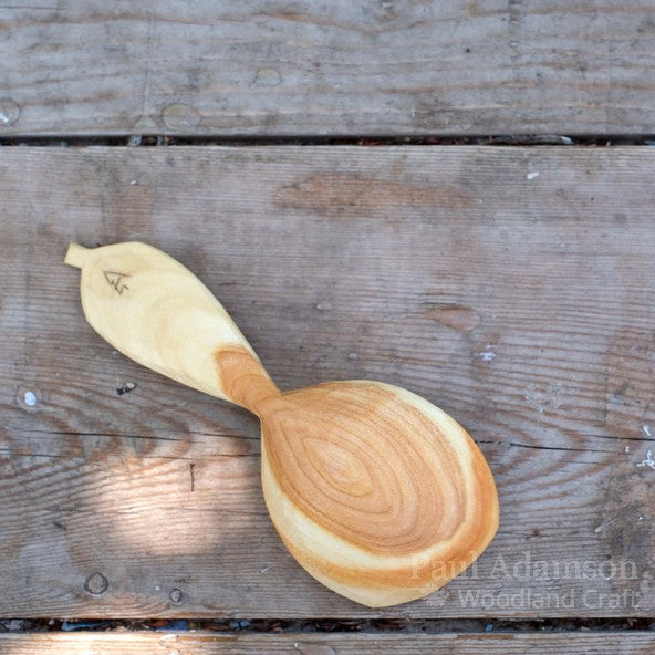 Hand Carved Leaf Scoop - Cherry