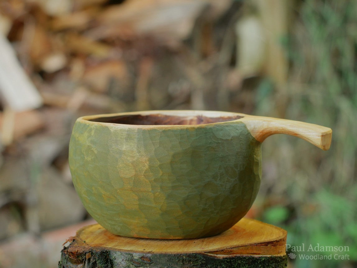 Hand Carved Kuksa - Green - Alder 330ml