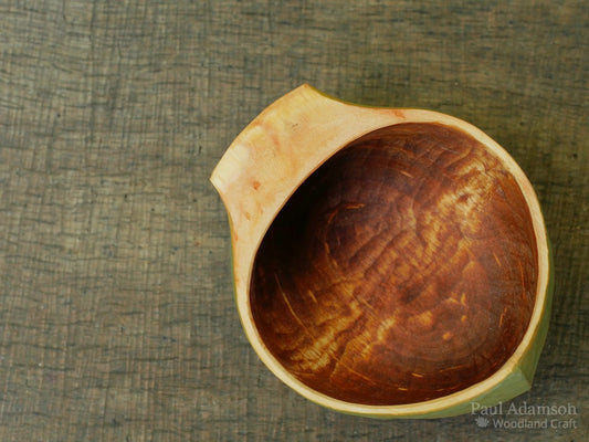 Hand Carved Small Wren Cup - Green - Alder 150ml