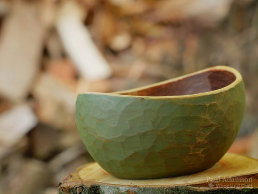 Hand Carved small nut bowl - Green - Alder 200ml